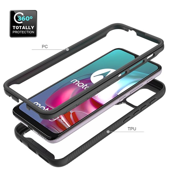 SKALO Moto G20/G30 Stødsikker Clear Hybrid Cover - Sort