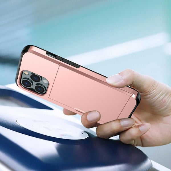 SKALO iPhone 13 Mini Armor Cover kortholder - Rosa guld