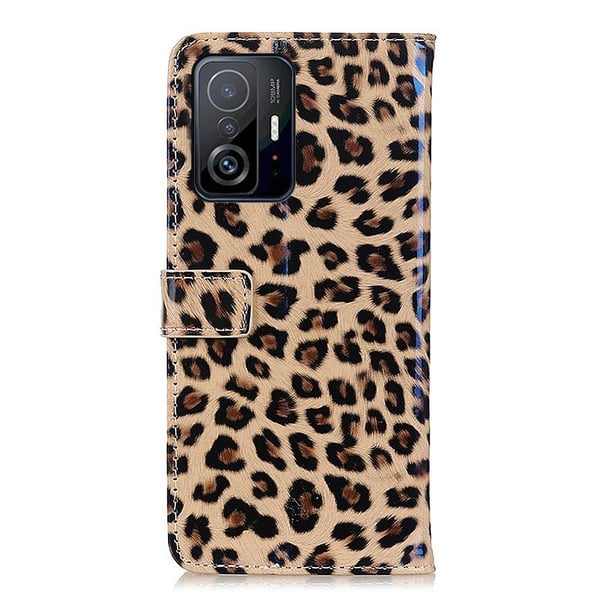 SKALO Xiaomi 11T/11T Pro Leopardmønstret pungetui i PU-læder