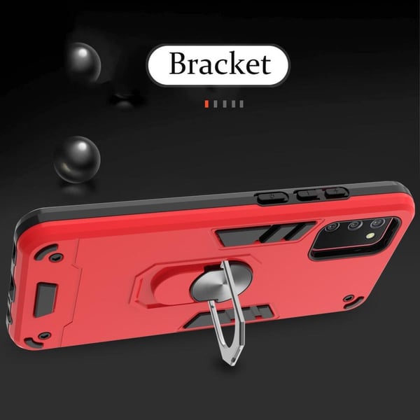 SKALO Samsung A02s / A03s Armor Hybrid metal ring cover - Rød