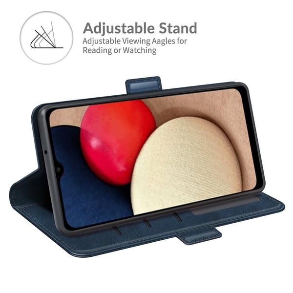 SKALO Samsung A02s / A03s Premium Wallet Flip Cover - Blå