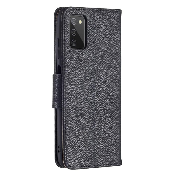 SKALO Samsung A02s / A03s Premium Litchi Flip Cover - Sort