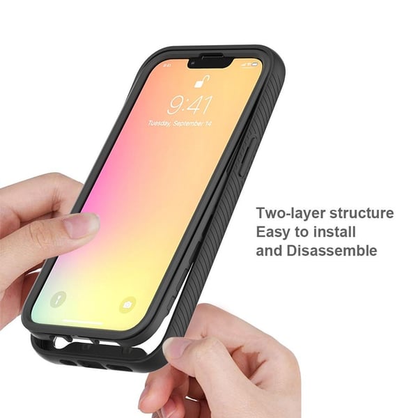 SKALO iPhone 13 Stødsikker Clear Hybrid Cover - Sort