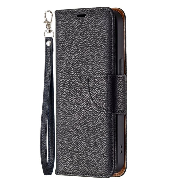 SKALO iPhone 13 Pro Premium Litchi Flip Cover - Sort