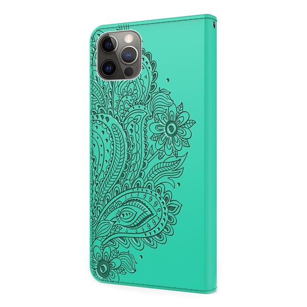 SKALO iPhone 13 Pro Max Mandala Flip Cover - Turkis