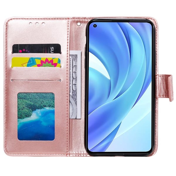 SKALO Xiaomi Mi 11 Lite Mandala lompakkokotelo - Ruusukulta