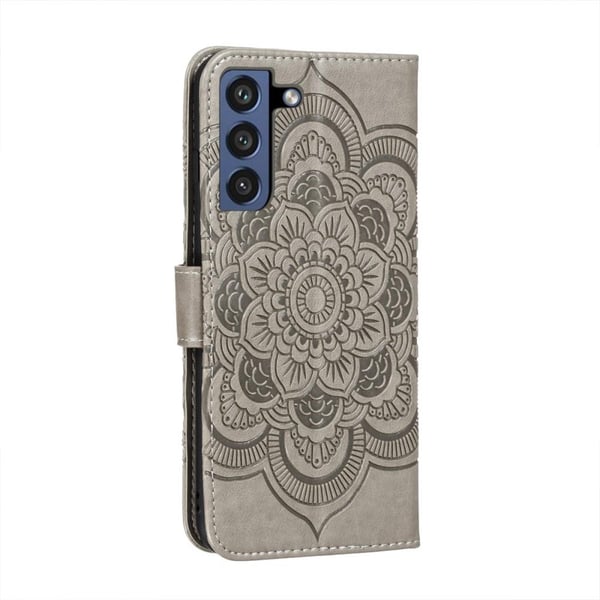 SKALO Samsung S21 FE Mandala lompakkokotelo - Harmaa