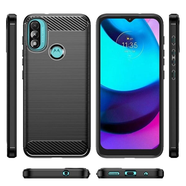 SKALO Moto E20/E30/E40 Armor Carbon Stødsikker TPU-cover