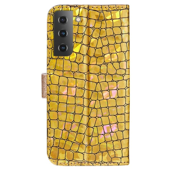 SKALO Samsung S22 Croco Glittery tegnebog etui - Guld