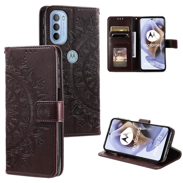 SKALO Moto G31 / G41 Mandala Flip Cover - Mørkebrun