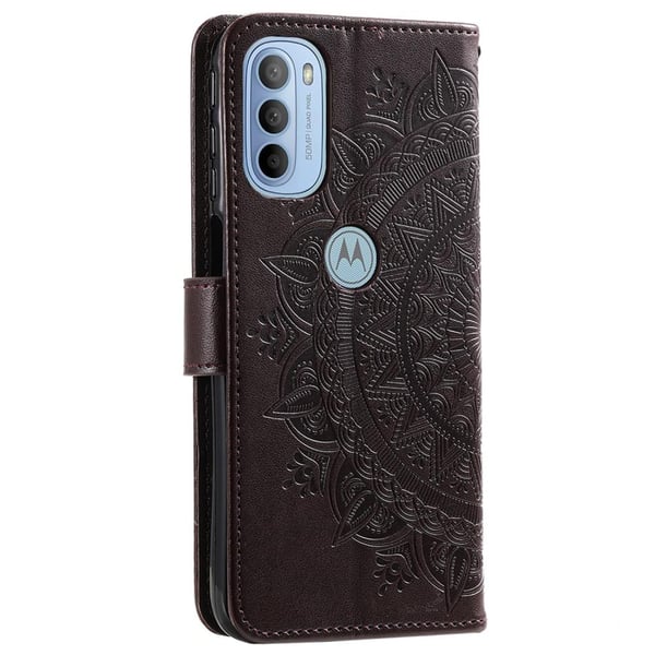 SKALO Moto G31 / G41 Mandala Flip Cover - Mørkebrun