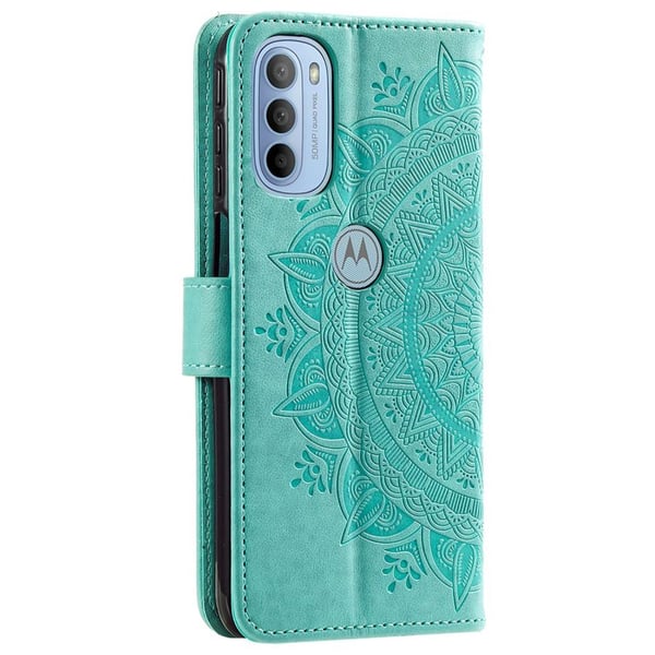 SKALO Moto G31 / G41 Mandala Flip Cover - Turkis