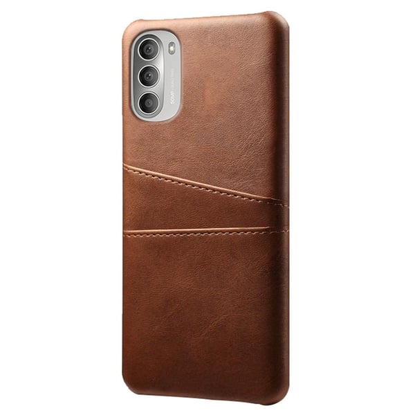 SKALO Moto G51 PU-læder Kortholder Cover - Mørkebrun