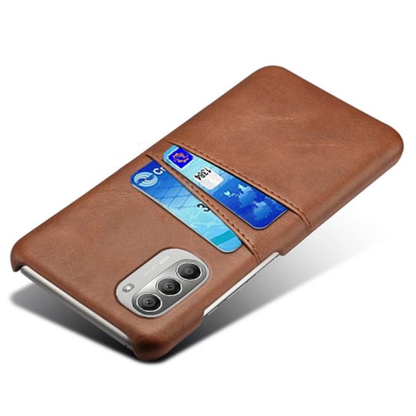 SKALO Moto G51 PU-læder Kortholder Cover - Mørkebrun