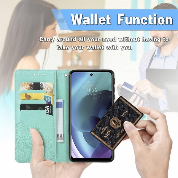 SKALO Moto G51 Mandala Flip Cover - Turkis