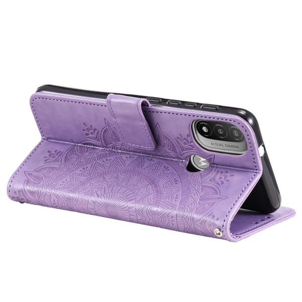 SKALO Moto E20/E30/E40 Mandala Flip Cover - Lilla