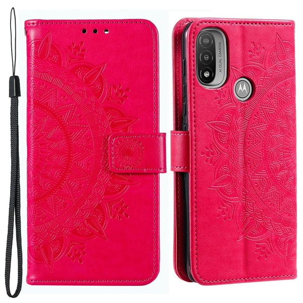 SKALO Moto E20/E30/E40 Mandala Flip Cover - Cerise