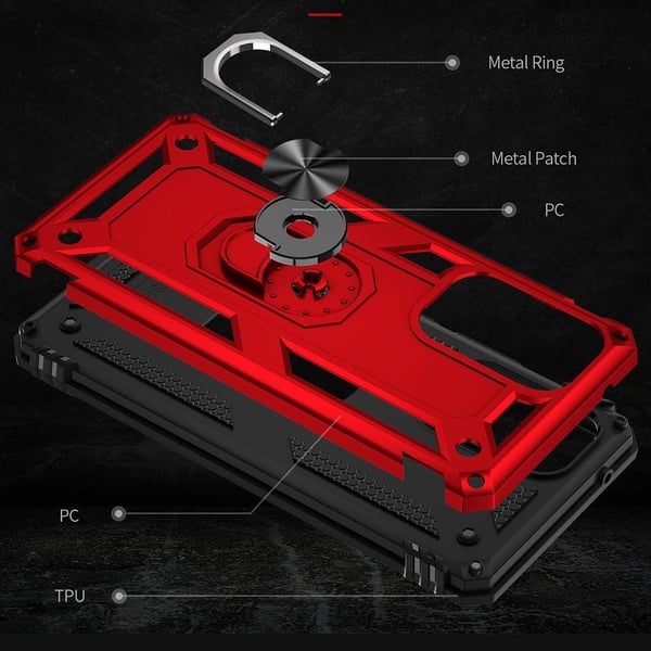 SKALO Samsung A53 5G Armor Hybrid metal ring cover - Rød