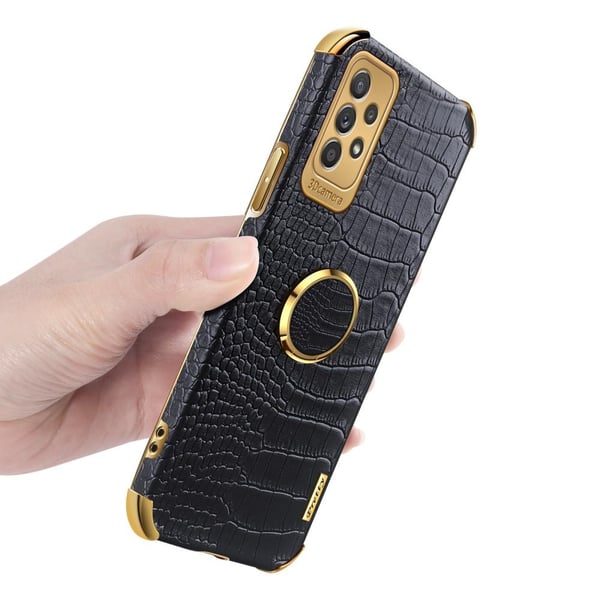 SKALO Samsung A53 5G Crocodile Guldkant Cover - Sort