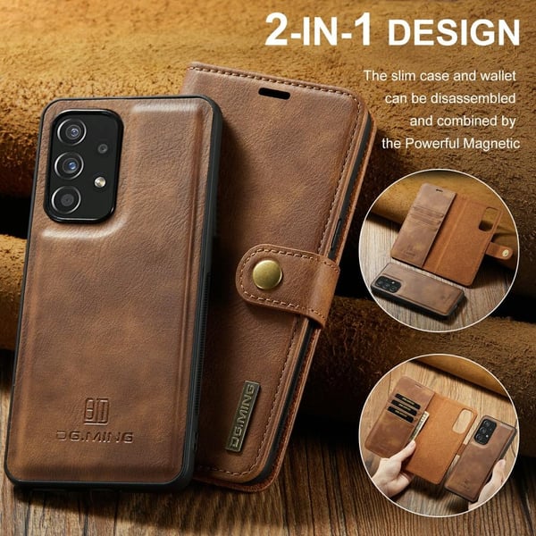 DG MING Samsung A53 5G 2-i-1 Magnet Pungetui - Brun