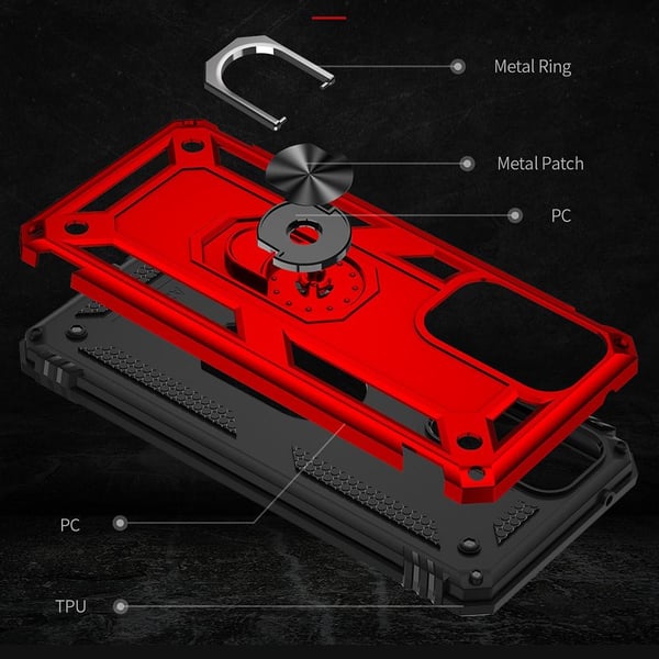 SKALO Samsung A33 5G Armor Hybrid metal ring cover - Rød