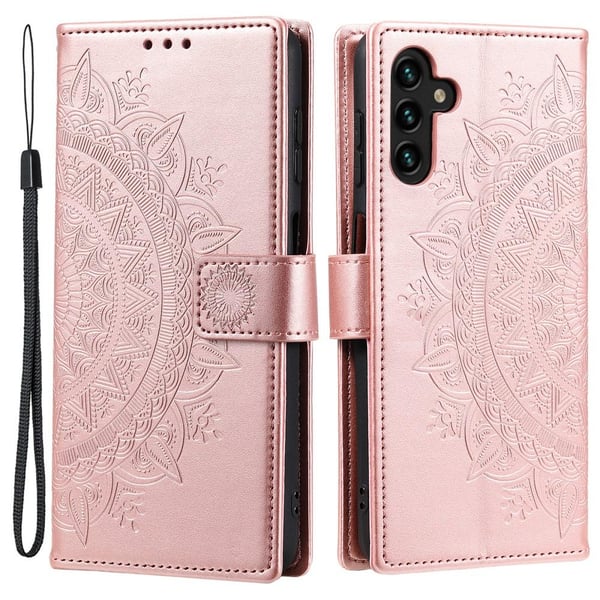 SKALO Samsung A13 5G Mandala Flip Cover - Rosa guld