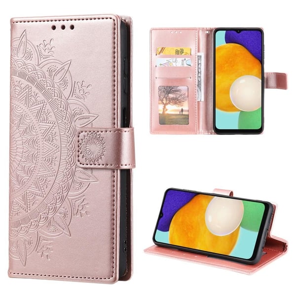 SKALO Samsung A13 5G Mandala lompakkokotelo - Ruusukulta