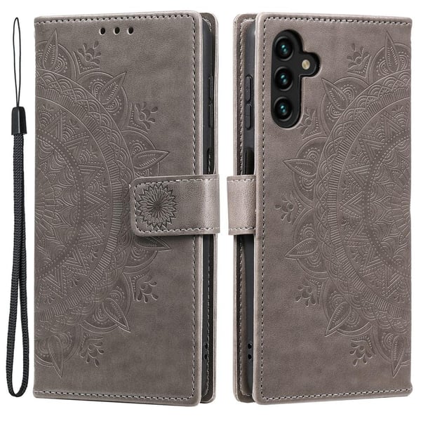 SKALO Samsung A13 5G Mandala lompakkokotelo - Harmaa