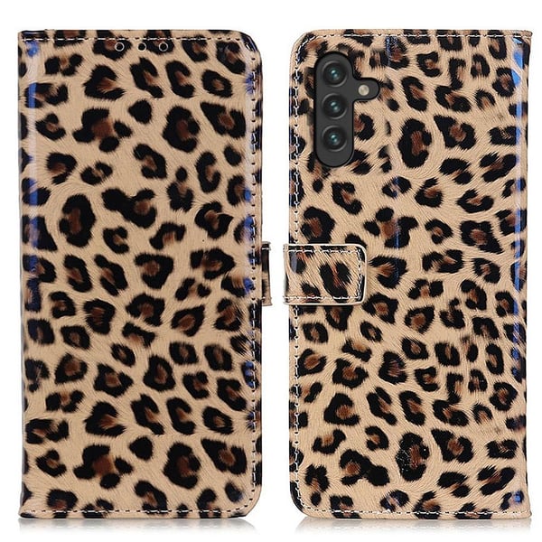 SKALO Samsung A04s 4G Leopardmønstret pungetui i PU-læder
