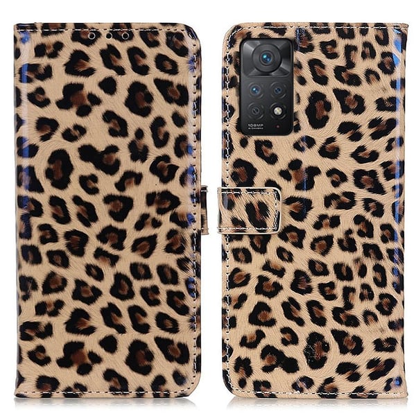 SKALO Xiaomi Redmi Note 11 Pro Leopardmønstret pungetui i PU-læder
