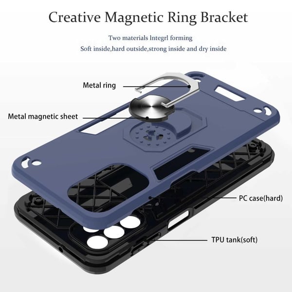 SKALO Samsung A13 4G Armor Hybrid metal ring cover - Sort