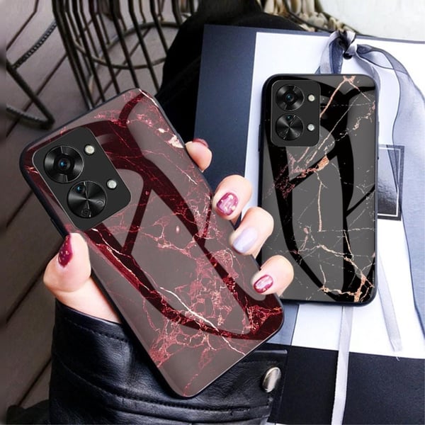 SKALO OnePlus Nord 2T 5G Marmor hærdet glas TPU Cover - #2