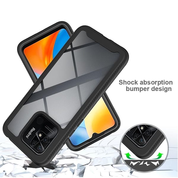 SKALO Xiaomi Redmi 10C Stødsikker Clear Hybrid Cover - Sort