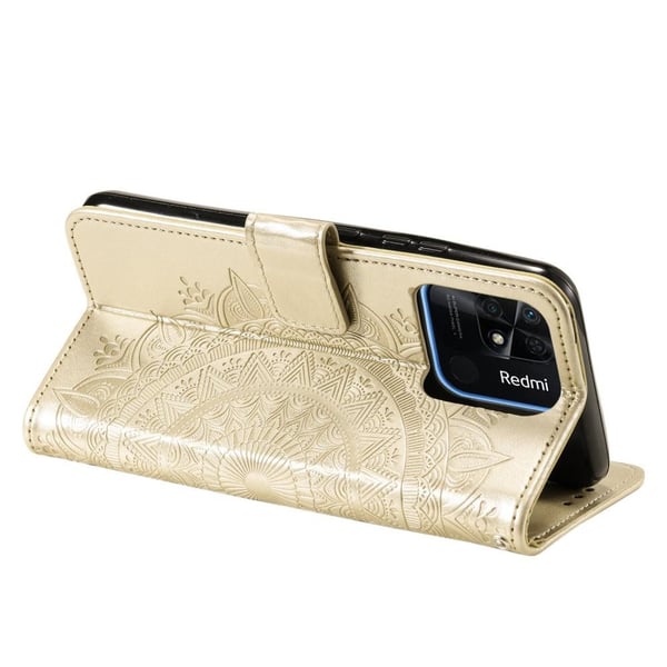 SKALO Xiaomi Redmi 10C Mandala Flip Cover - Guld