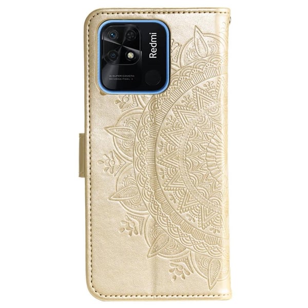 SKALO Xiaomi Redmi 10C Mandala Flip Cover - Guld