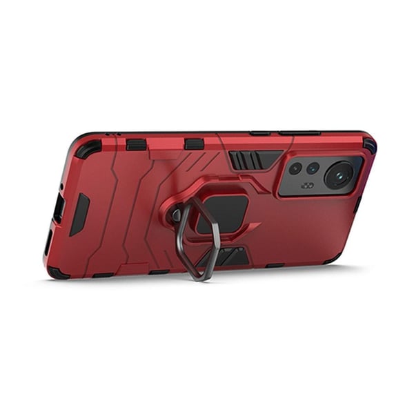 SKALO Xiaomi 12 Armor Hybrid metal ring cover - Rød