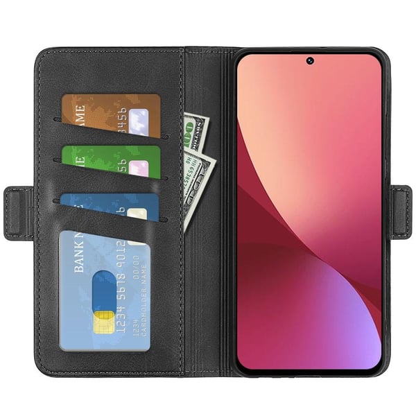 SKALO Xiaomi 12 Pro Premium Wallet Flip Cover - Sort
