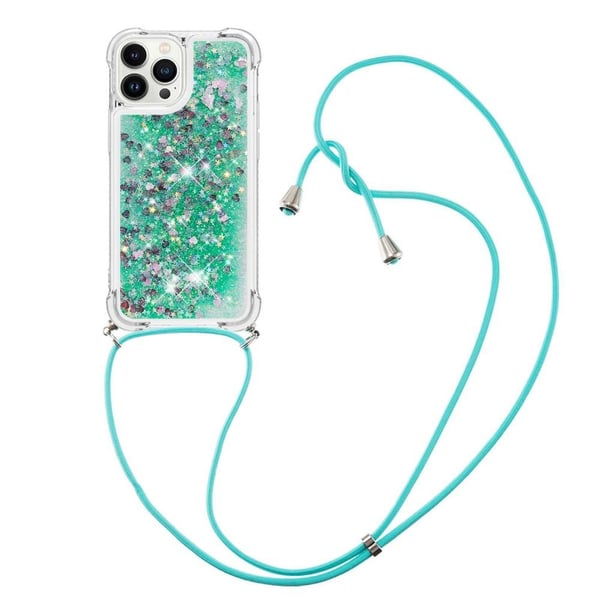 SKALO iPhone 14 Pro Max Kvicksand Glitter Mobile Collar - Turkis