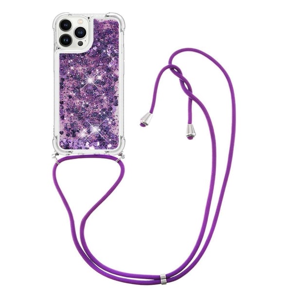 SKALO iPhone 14 Pro Max Kvicksand Glitter Mobile Collar - Lilla