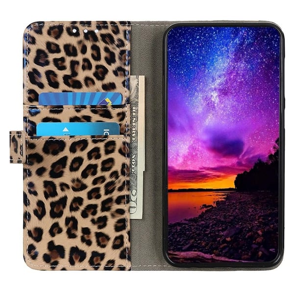 SKALO Motorola Moto G32 4G Leopardmønstret pungetui i PU-læder