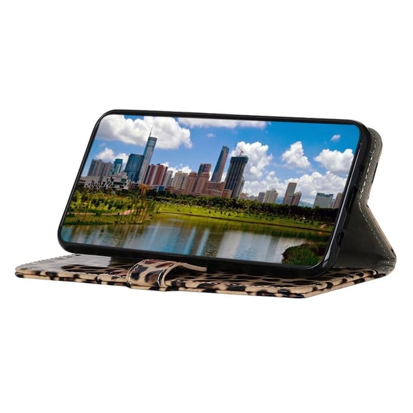 SKALO Motorola Moto G32 4G Leopardmønstret pungetui i PU-læder