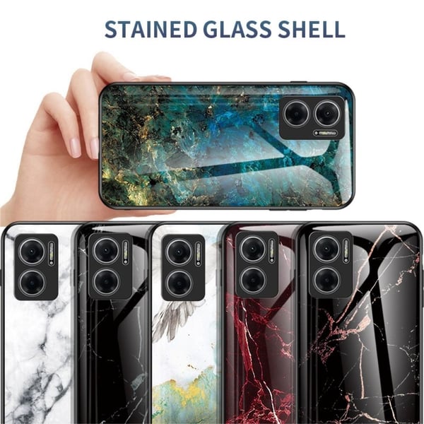 SKALO Xiaomi Redmi 10 5G Marmor hærdet glas TPU Cover - #1