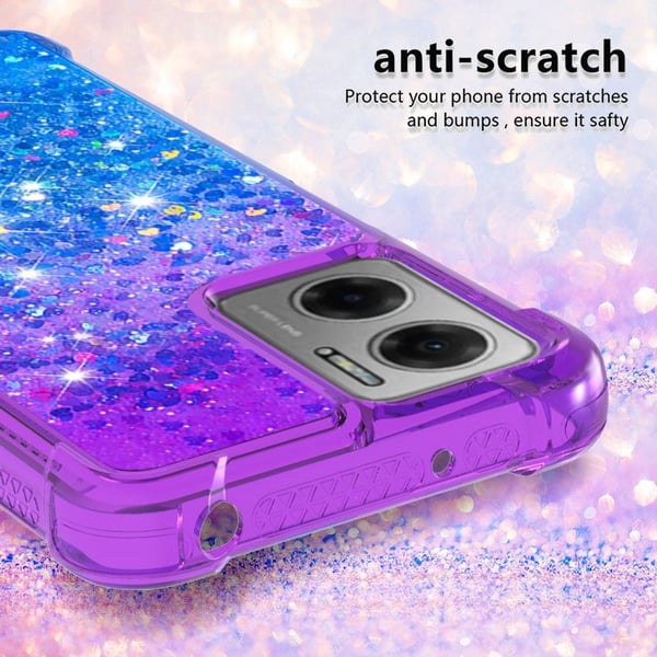 SKALO Xiaomi Redmi 10 5G Kvicksand Glitter Hjerter TPU Cover - Lilla-Blå