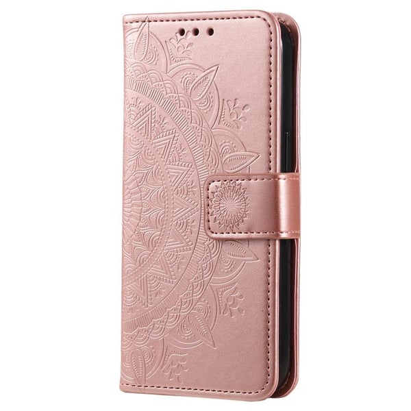 SKALO Samsung S23 Ultra Mandala Flip Cover - Rosa guld