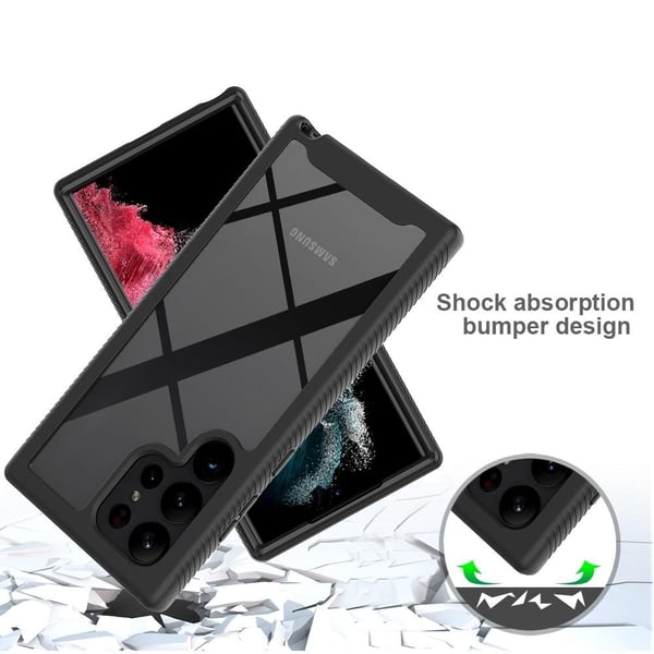 SKALO Samsung S23 Ultra Stødsikker Clear Hybrid Cover - Sort