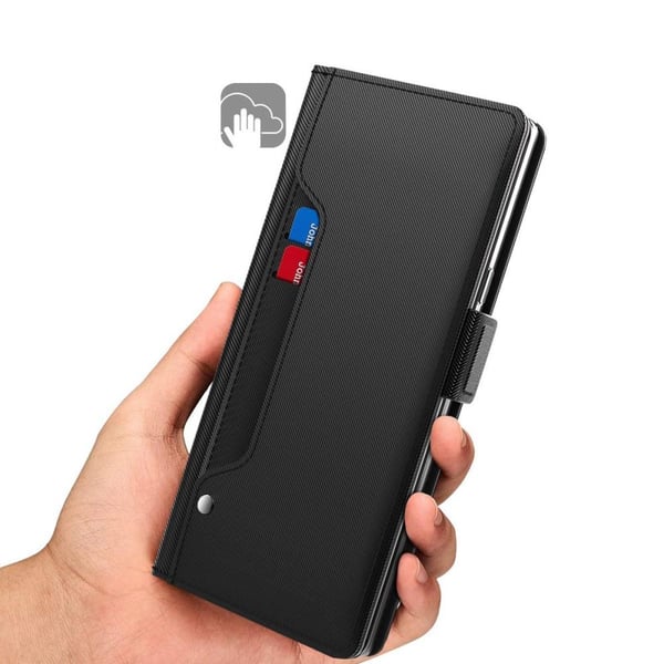 SKALO OnePlus 11 5G Kortholder Mirror Flip Cover - Sort