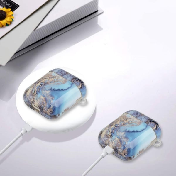 SKALO AirPods 1/2 Marmor TPU-cover m. Karabinhage - #3