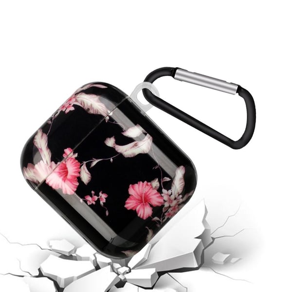 SKALO AirPods 1/2 Blomster TPU-cover m. Karabinhage - #2