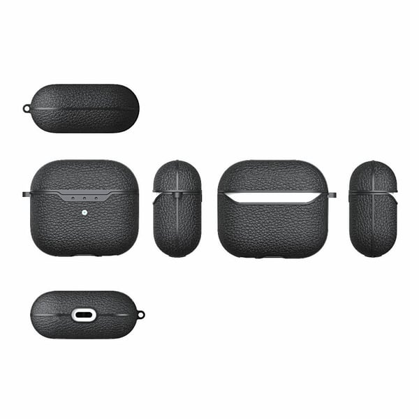 SKALO AirPods 3 Litchi Cover m. karabinhage - Sort