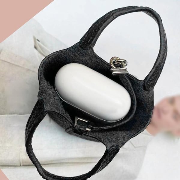 SKALO AirPods 3 Læderhåndtaske - Sort